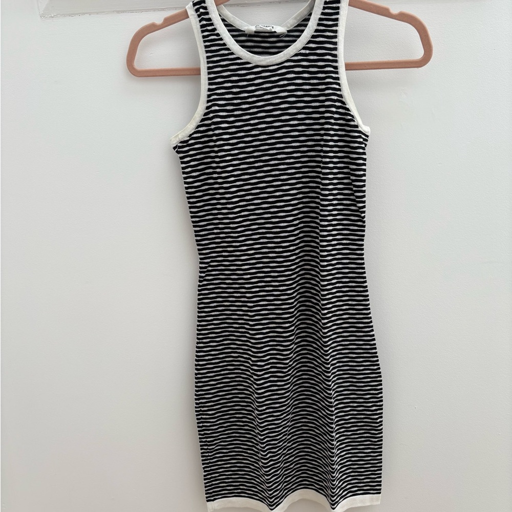Striped Black and White Sleeveless Dress